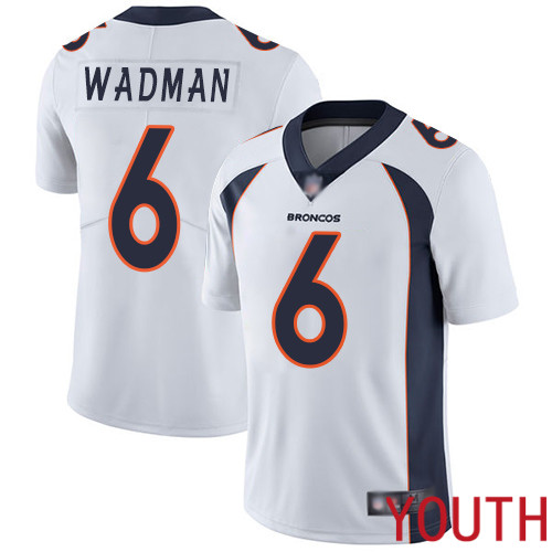 Youth Denver Broncos #6 Colby Wadman White Vapor Untouchable Limited Player Football NFL Jersey